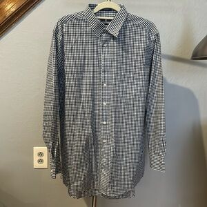 Stafford Men’s Dress Shirt, Size 17 Neck, 34-35 Sleeve, Blue/White Check